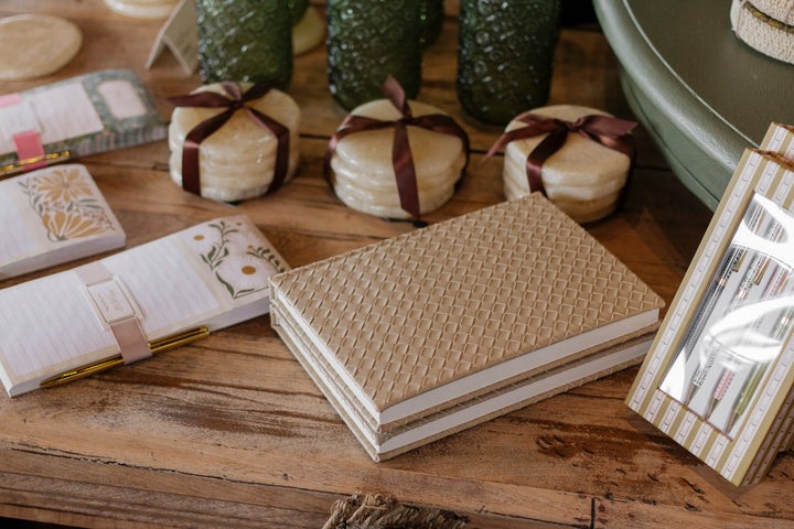 Woven Vegan Leather Journal – Natural