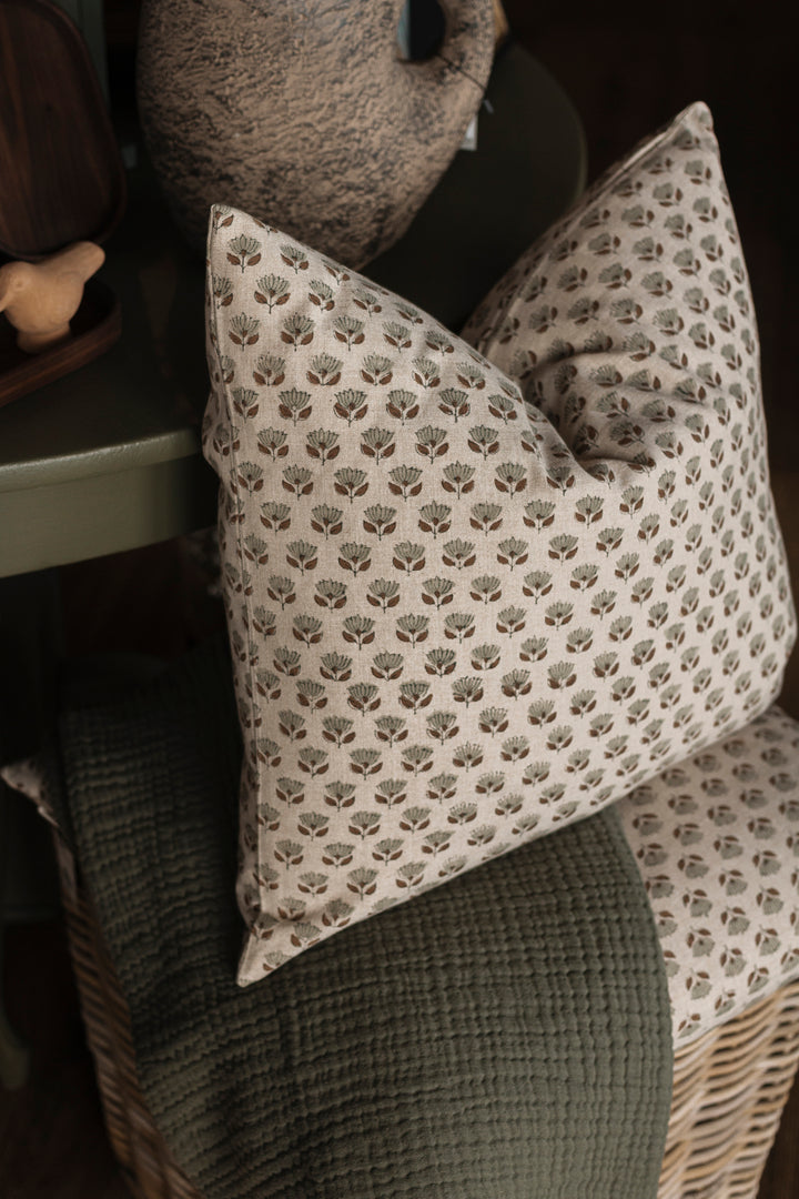 Sand Mini Block Print Cotton Pillow