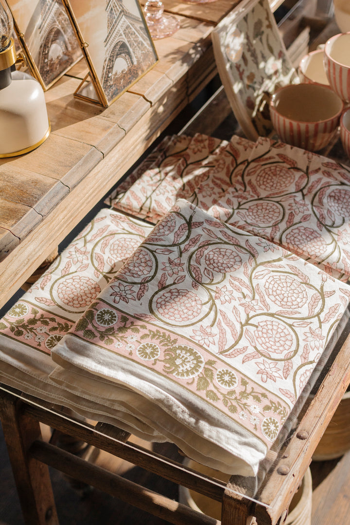 Jasmine Block Print Tablecloth