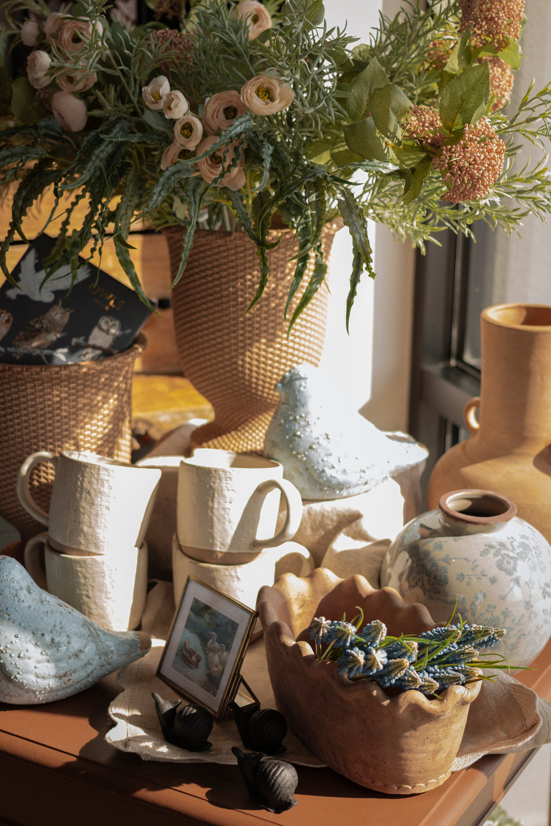 Weathered Ceramic Garden Bird