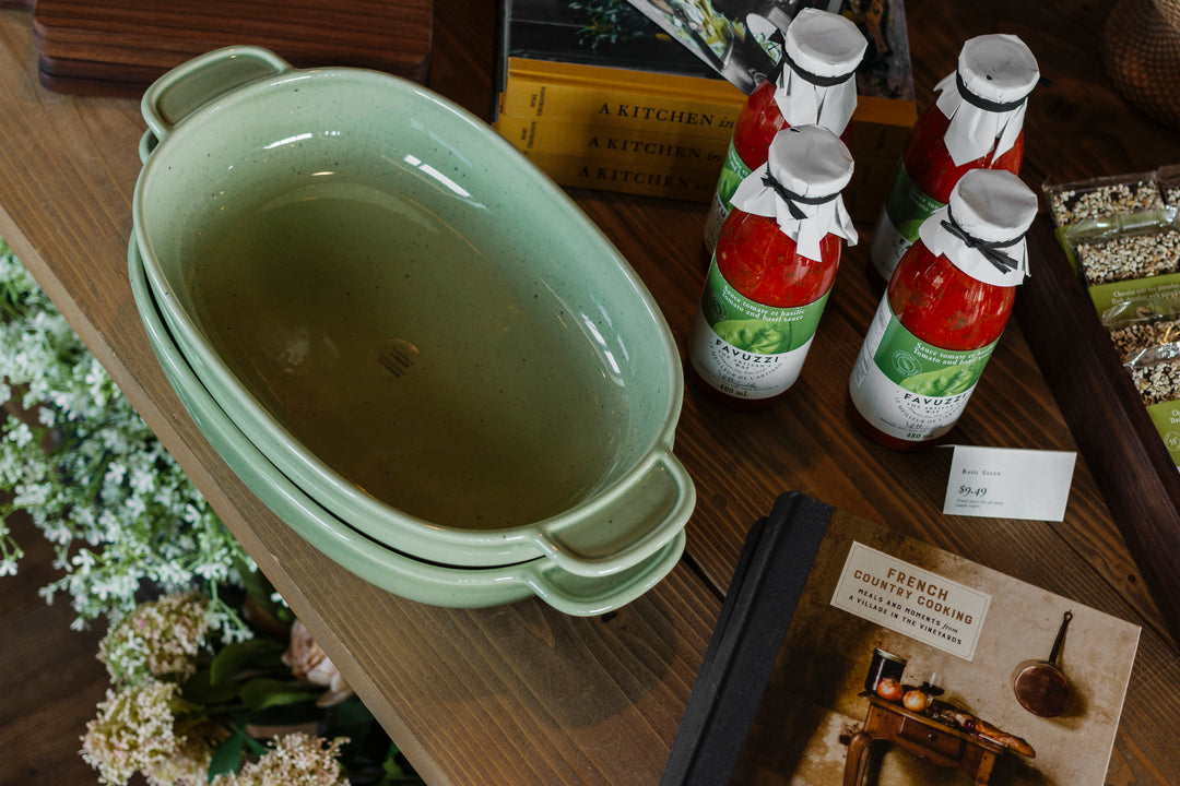 Olive Stoneware Baker