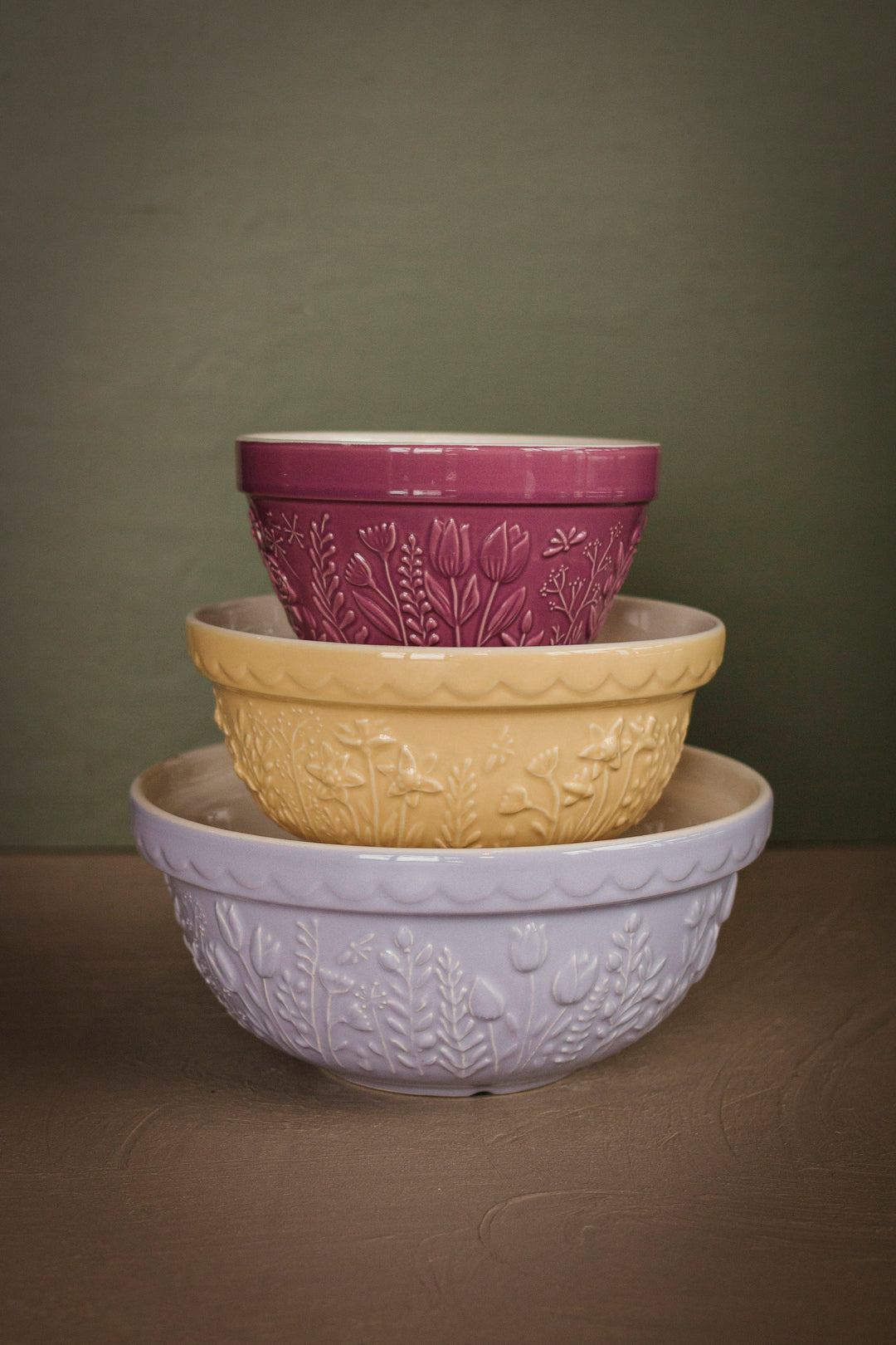 Medium Butter Yellow Embossed Mixing Bowl