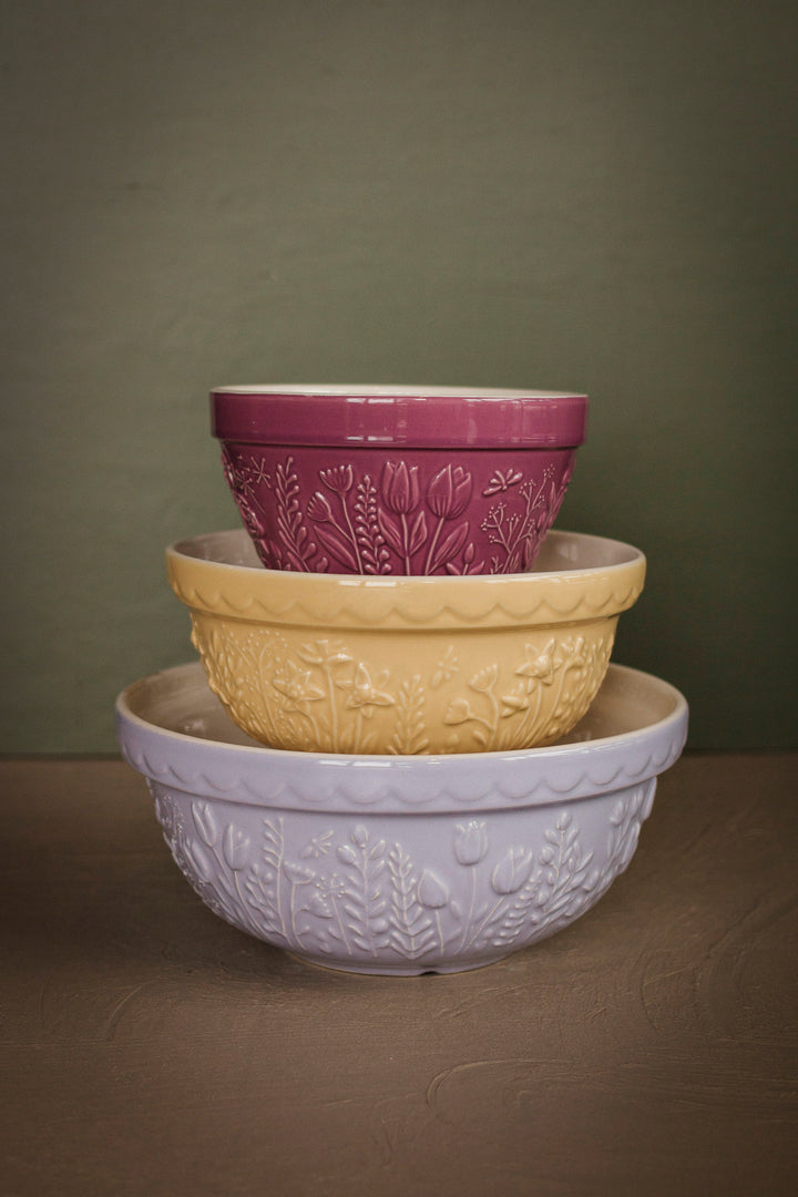 Medium Butter Yellow Embossed Mixing Bowl