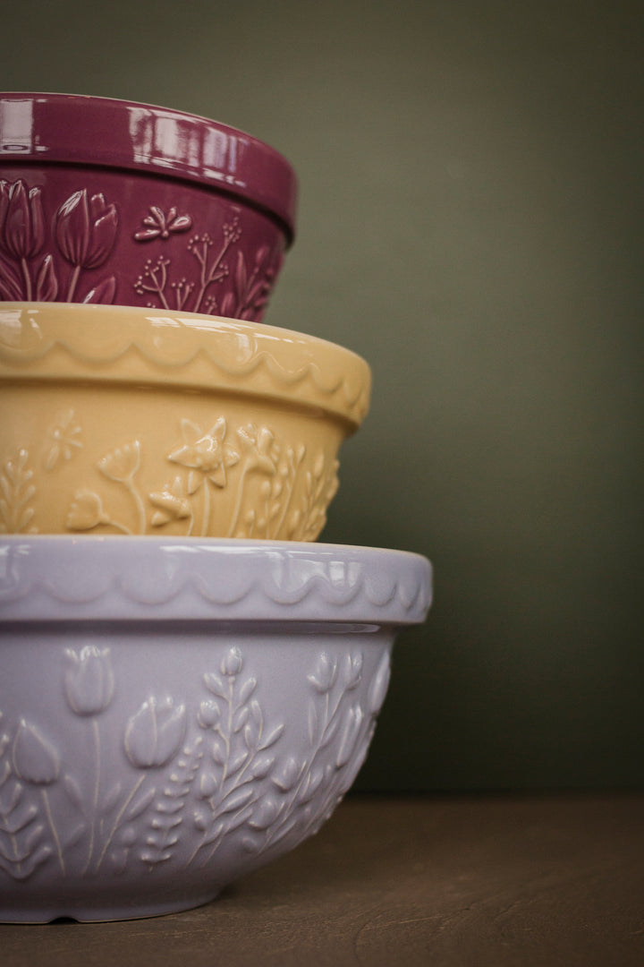 Medium Butter Yellow Embossed Mixing Bowl
