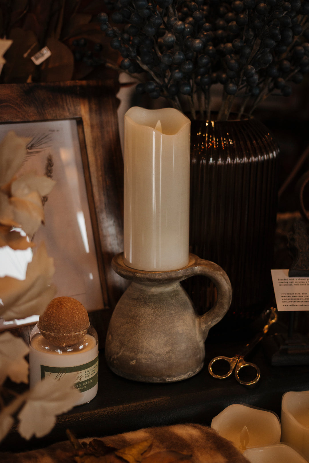 Clay Hearth Pillar Candle Holder