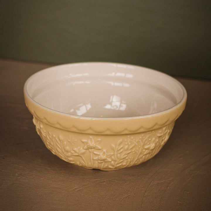 Medium Butter Yellow Embossed Mixing Bowl