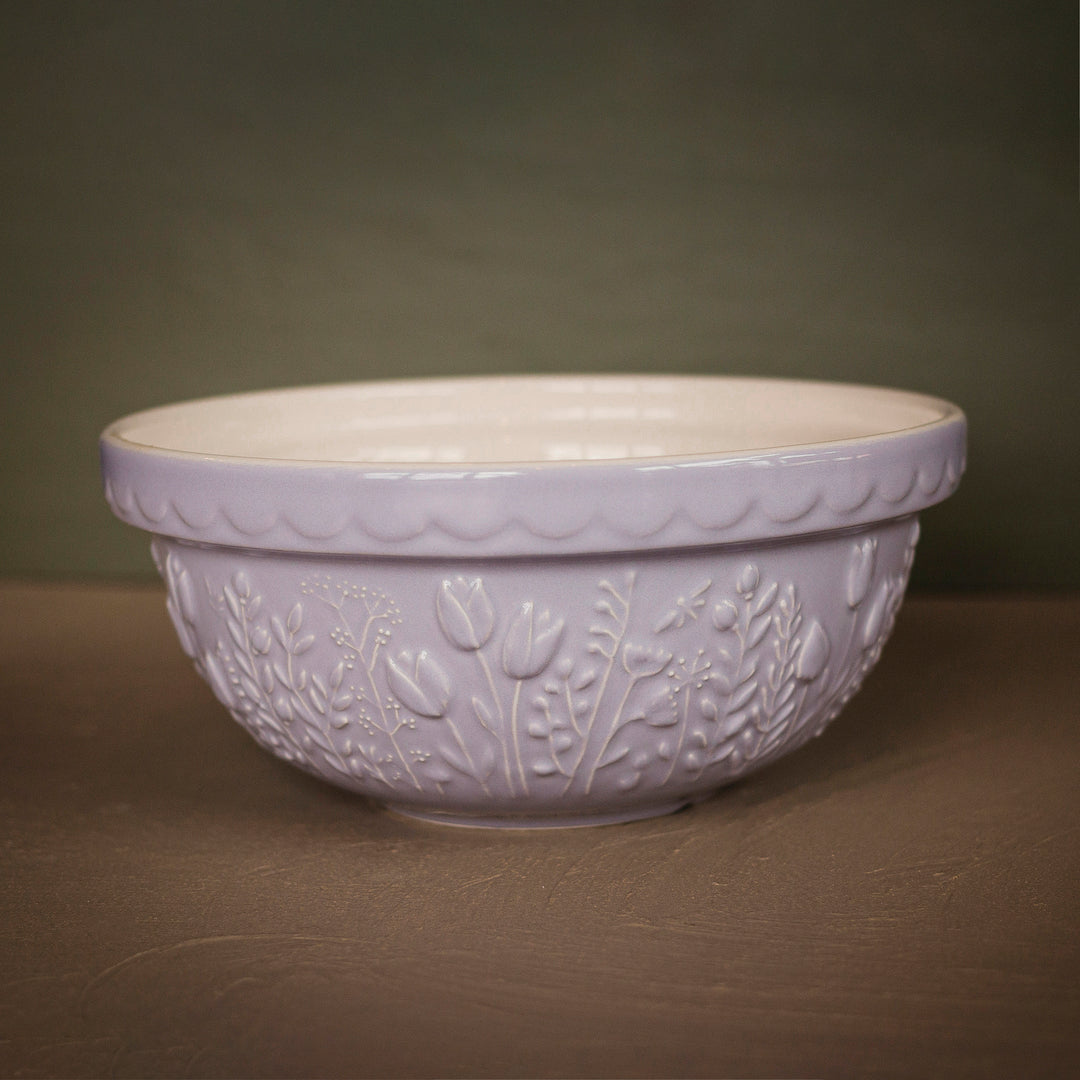 Large Soft Lilac Embossed Mixing Bowl