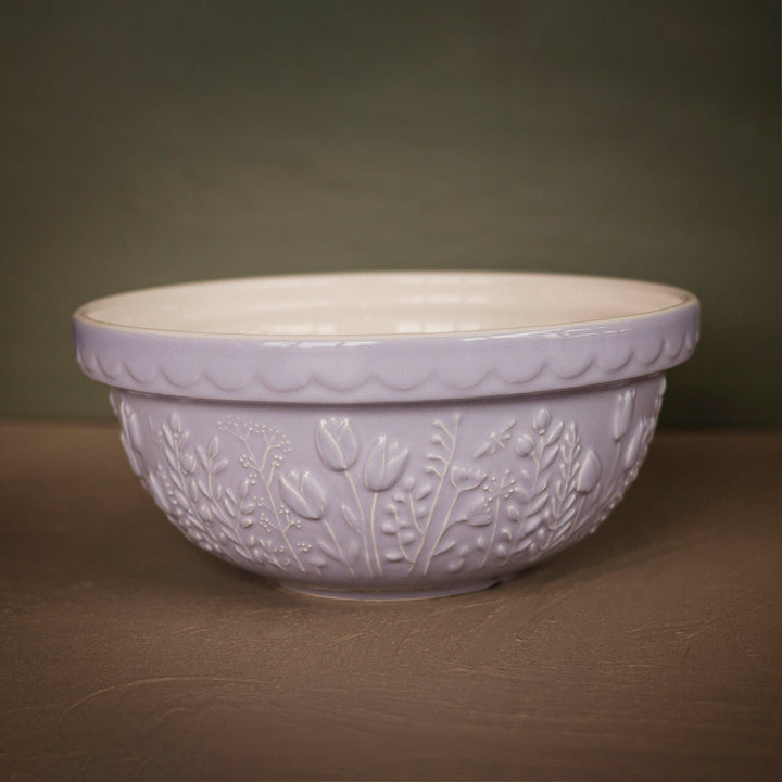 Large Soft Lilac Embossed Mixing Bowl