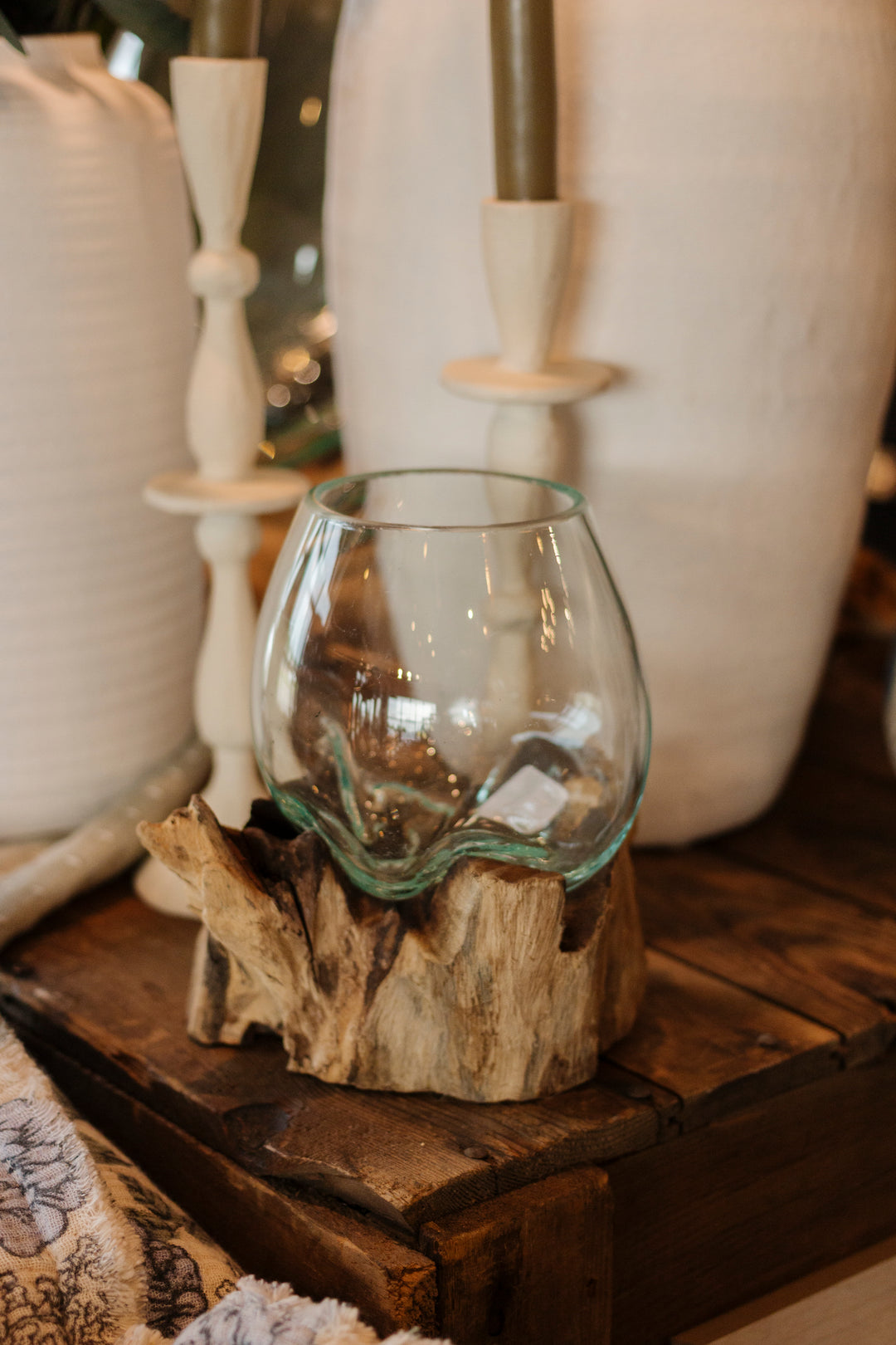 Drift Wood Glass Sculpture Vase