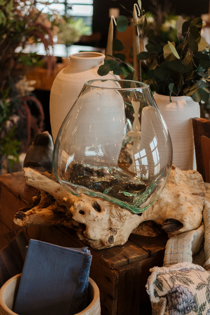 Drift Wood Glass Sculpture Vase