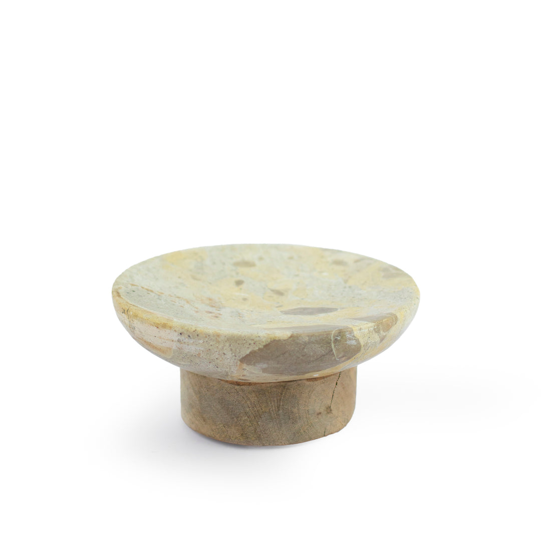 Forma Marble Soap Dish with Wood Base