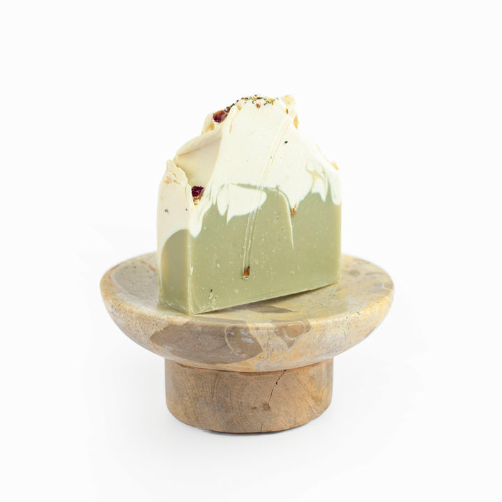 Forma Marble Soap Dish with Wood Base