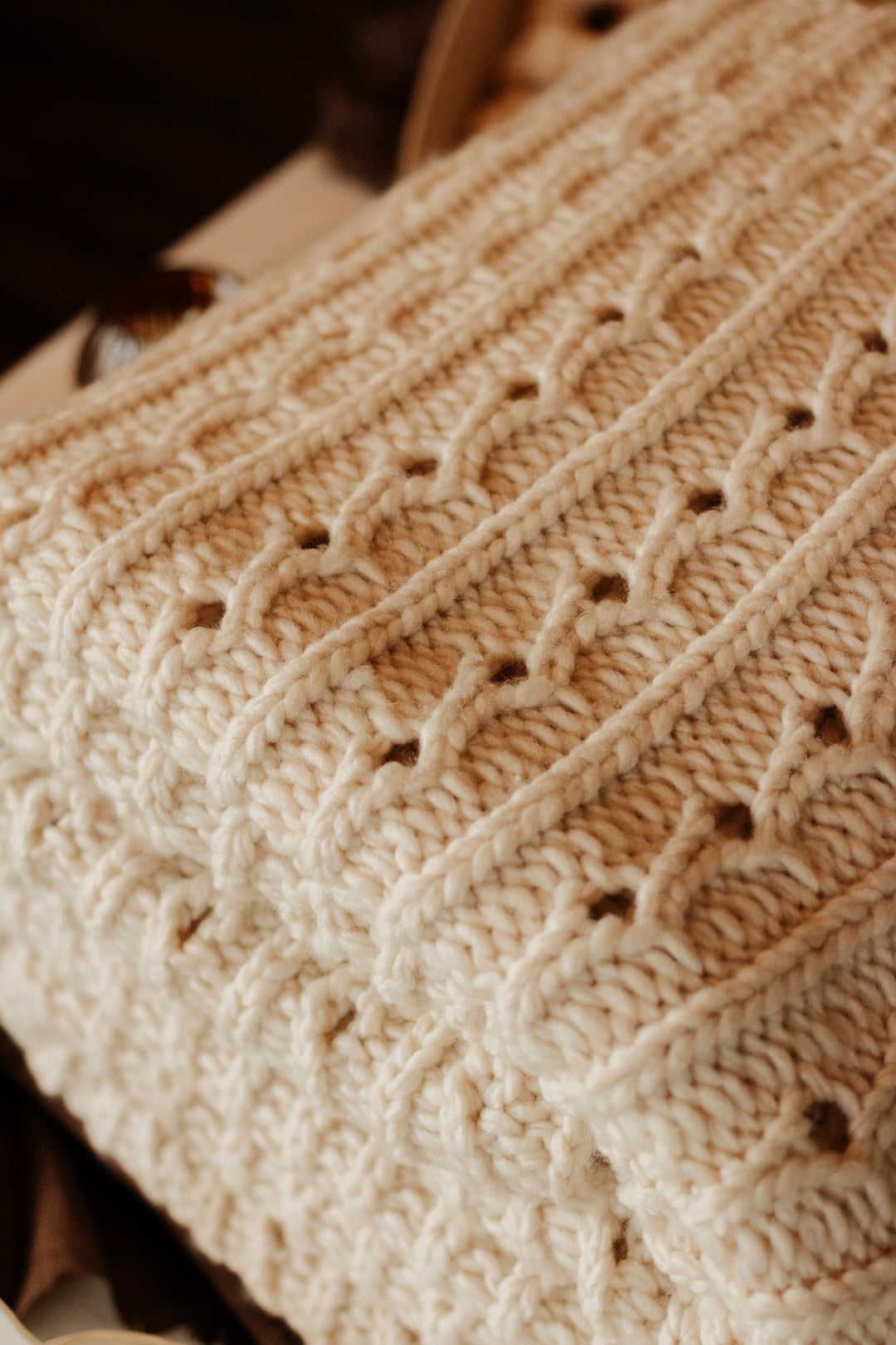 Cream Heritage Knit Throw