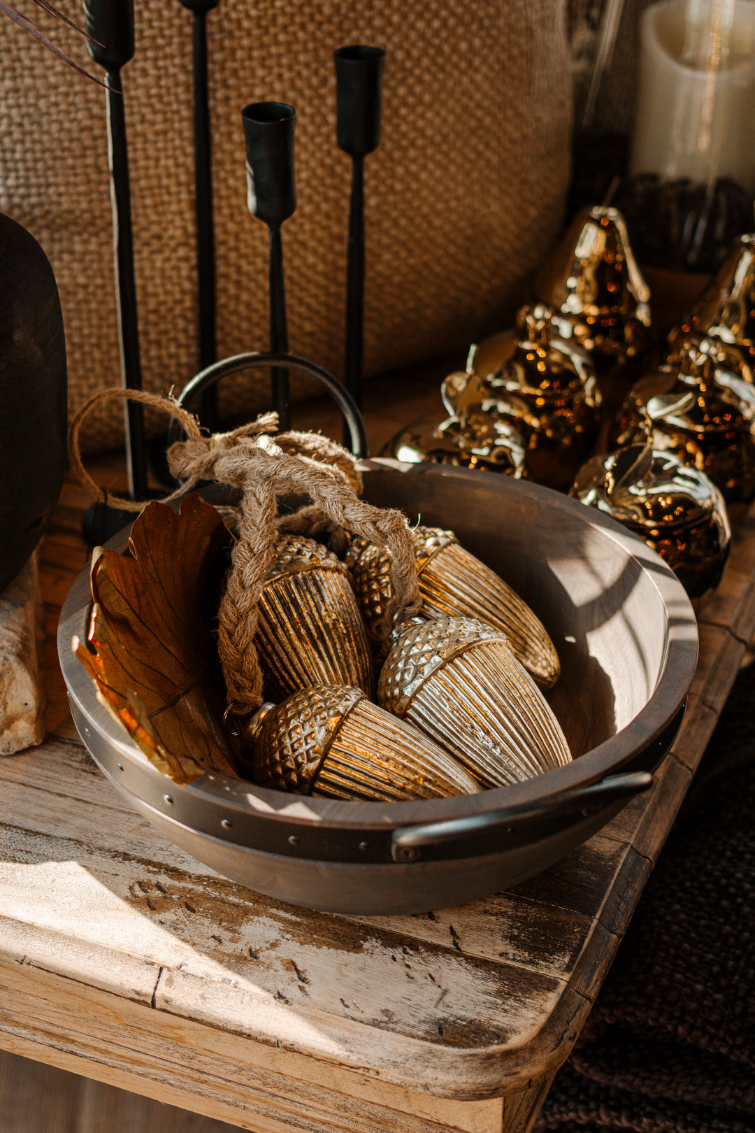 Acacia & Iron Rivet Bowl