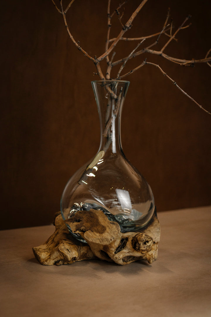Drift Wood Glass Sculpture Vase