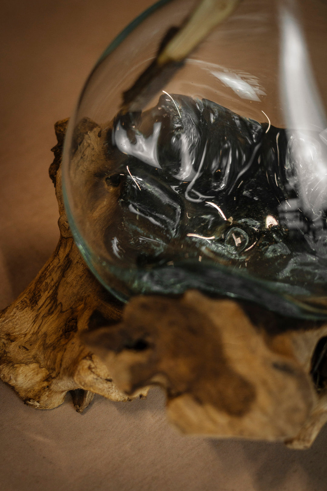 Drift Wood Glass Sculpture Vase