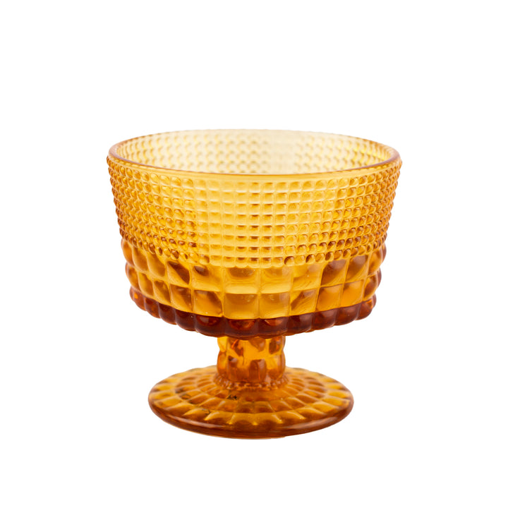 Amber Embossed Stemmed Coupe Glass