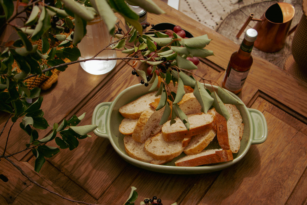Olive Stoneware Baker