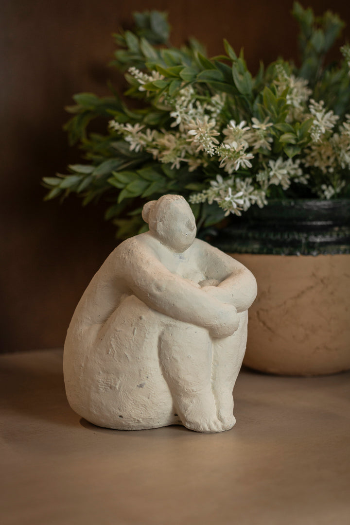 Resting Figure Sculpture In Matte White