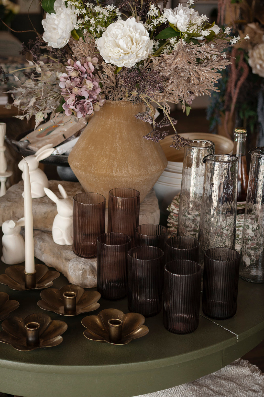 Smoke Tall Fluted Glass Tumbler Set of 2