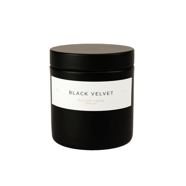 Black Velvet 9oz Metal Candle