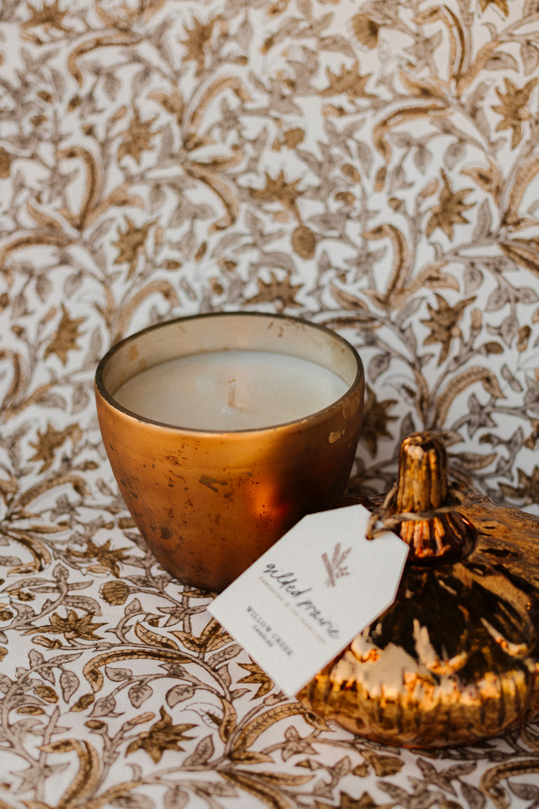Gilded Prairie Glass Acorn Candle