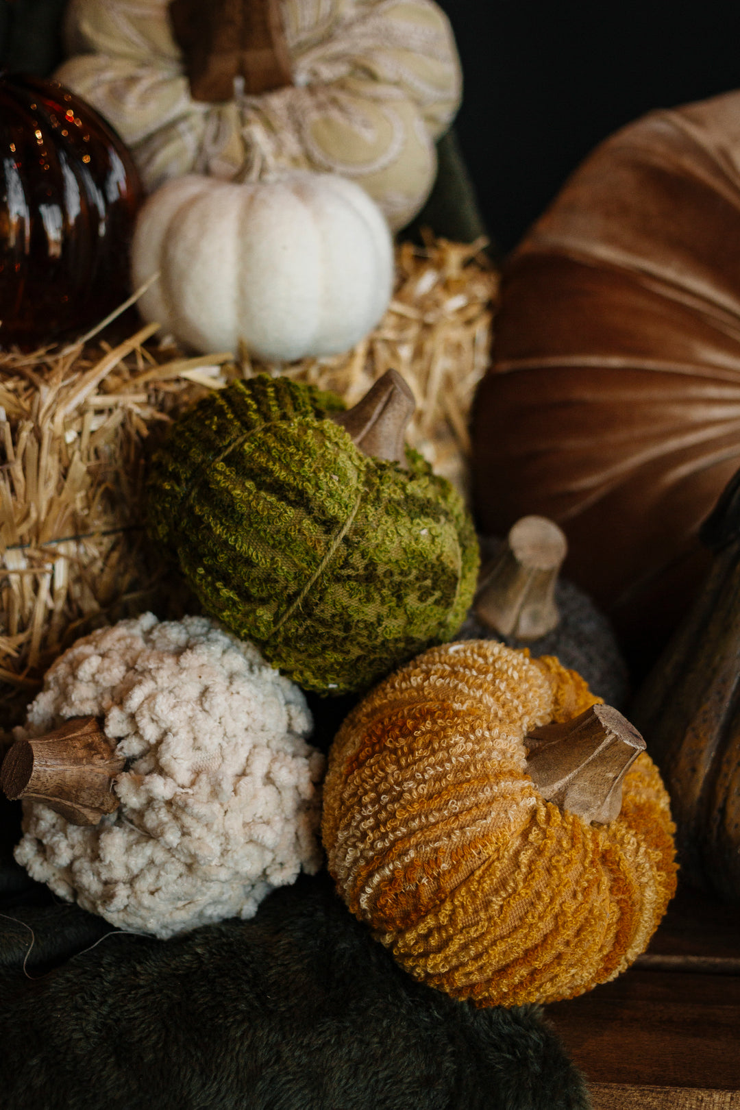 Mini Bouclé & Velvet Pumpkins