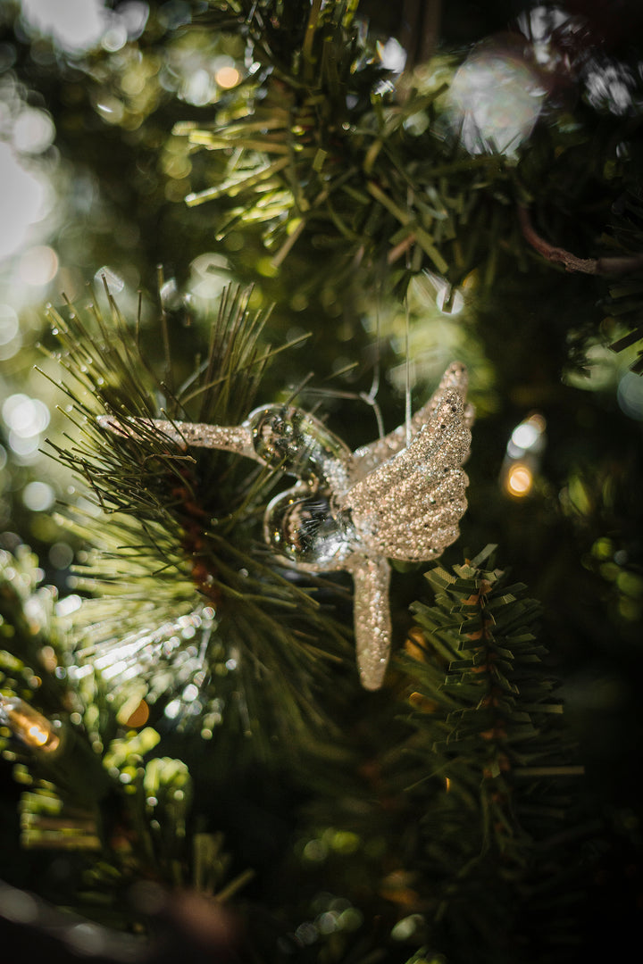 Silver Glass Hummingbird Ornament