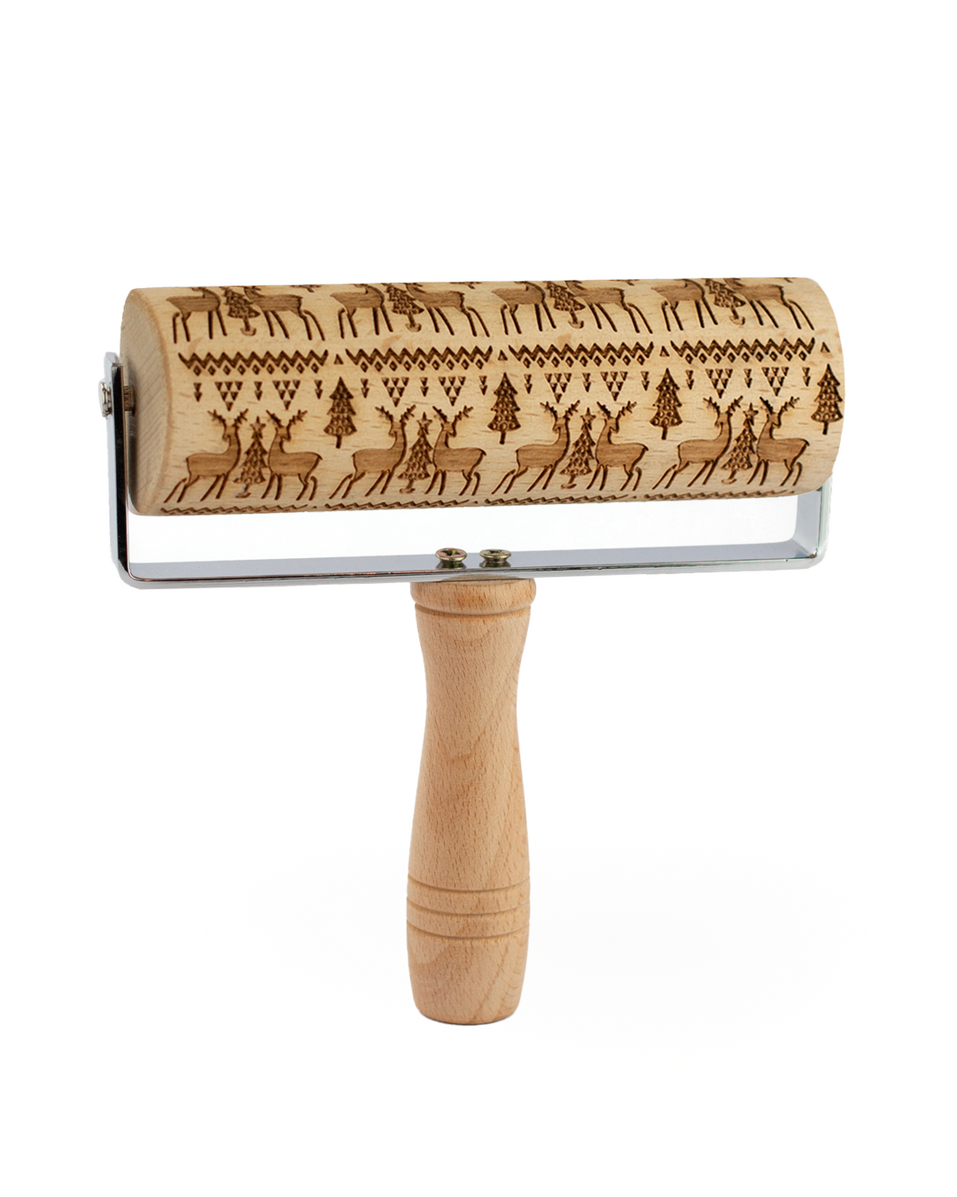 Festive Beech Wood Rolling Pin