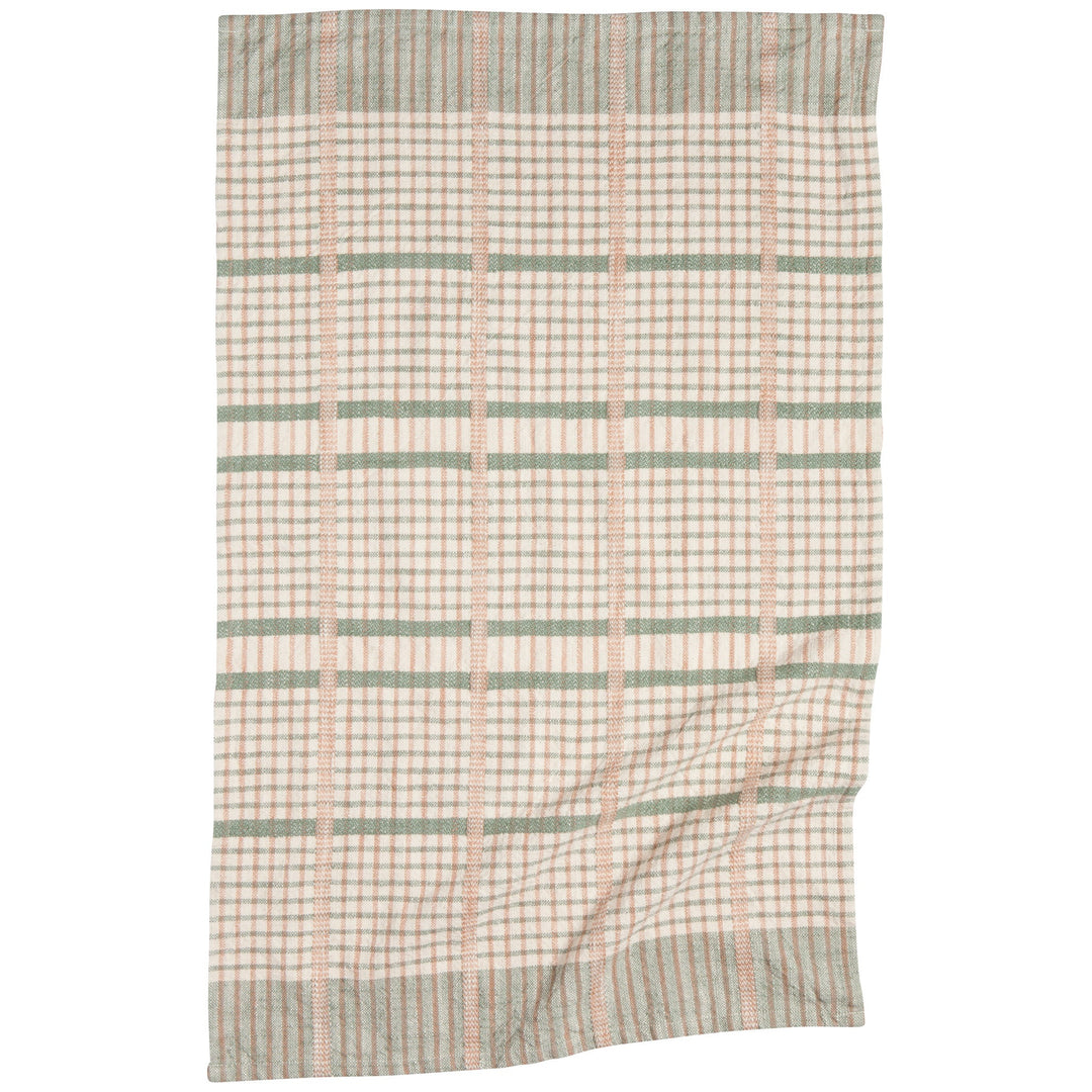 Sage Green Classic Grid Cotton Kitchen Towel