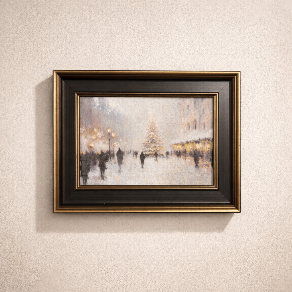 Christmas in Strasbourg | Antique Brass Framed Art