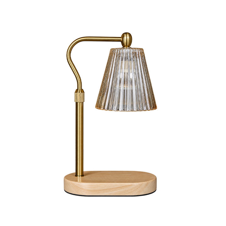 Fluted Glass Candle Warmer Lamp | Amber