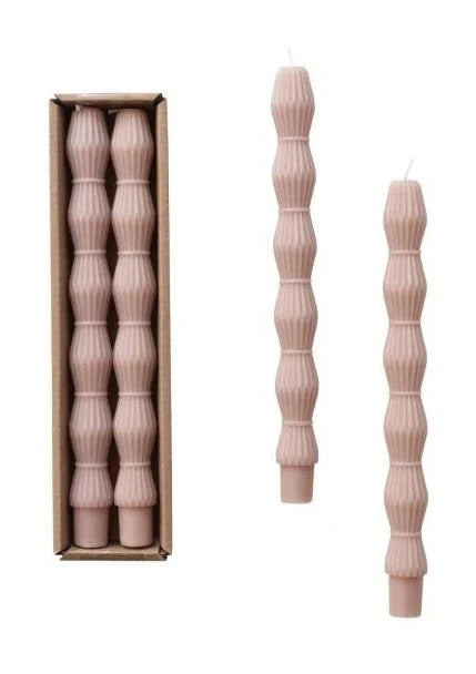 Khaki Sculpted Taper Candles Set of 2