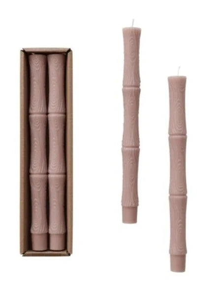 Khaki Sculpted Taper Candles Set of 2