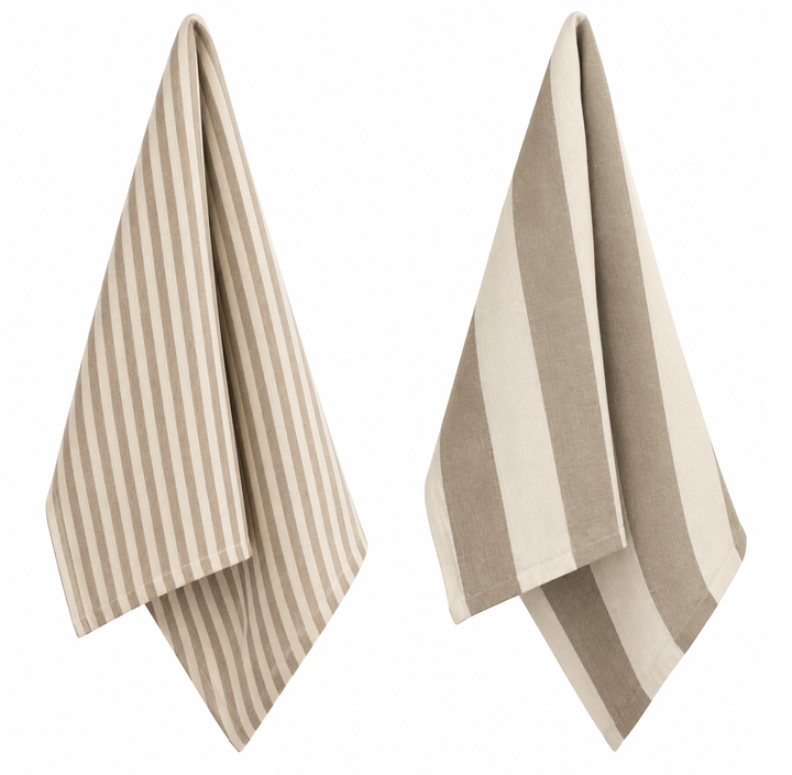 Striped Cotton Tea Towel · Stone