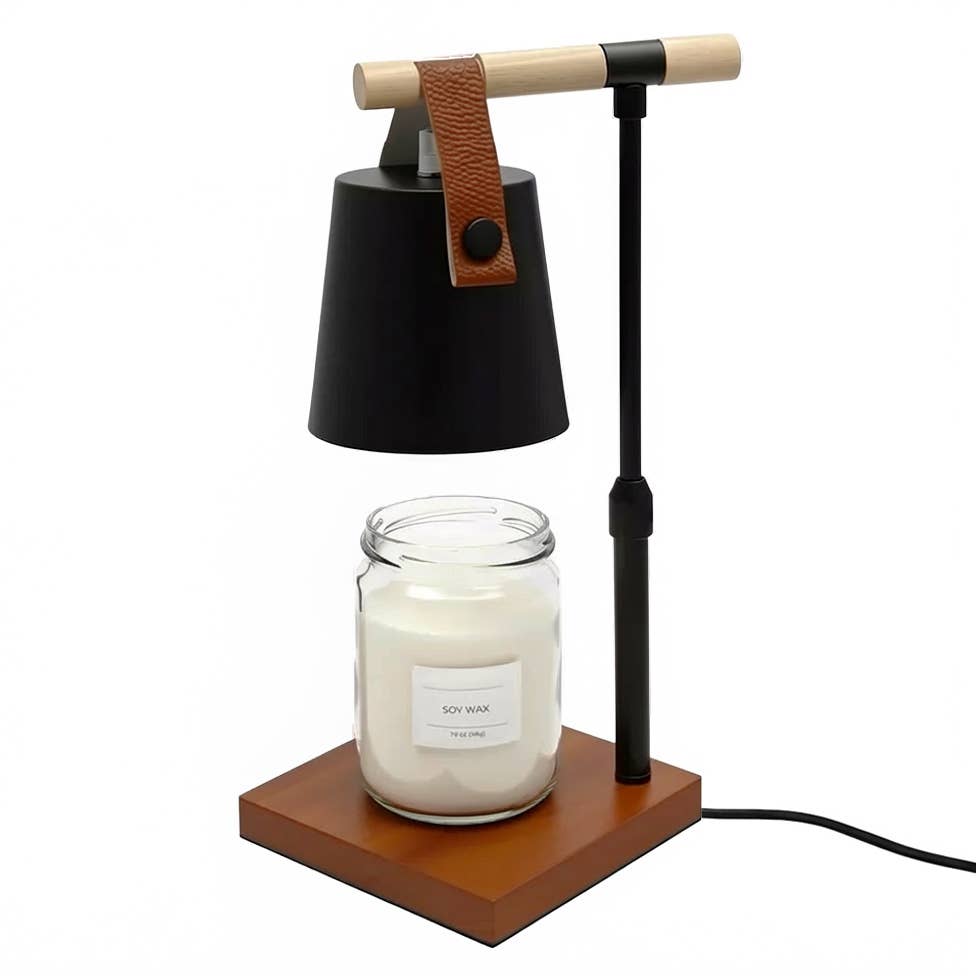 Wood & Metal Candle Warmer Lamp | Black