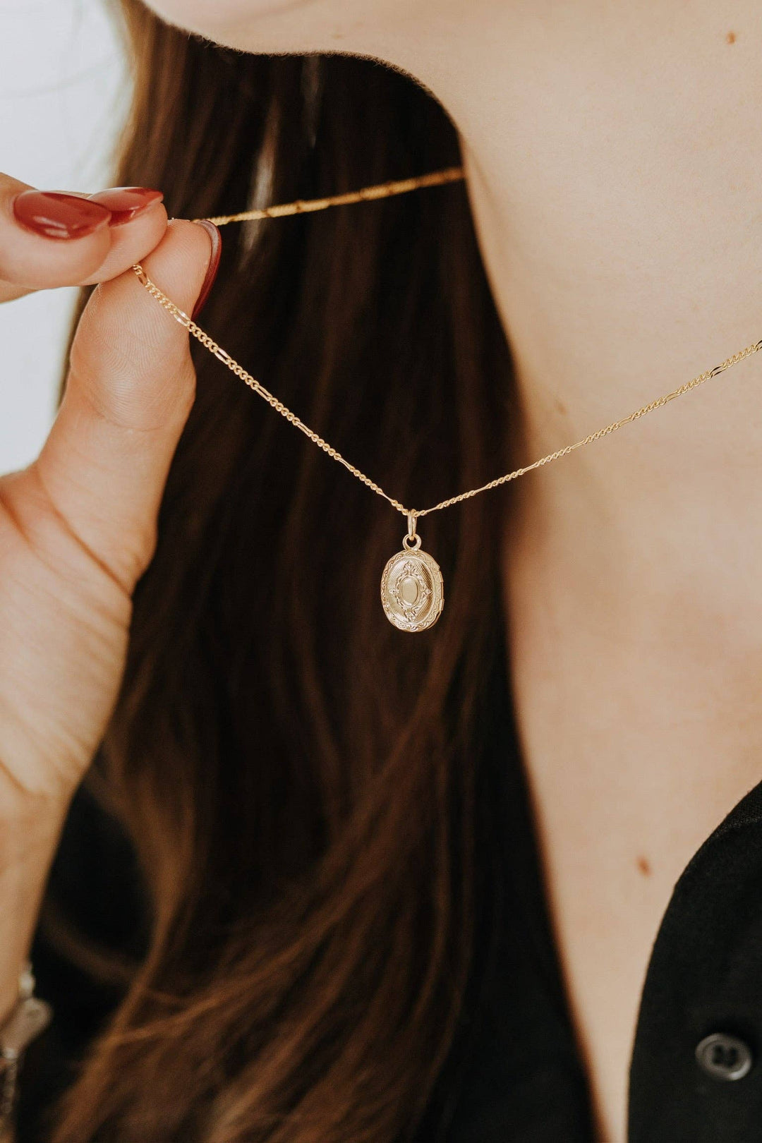 Mini Oval Gold Filled Locket Necklace