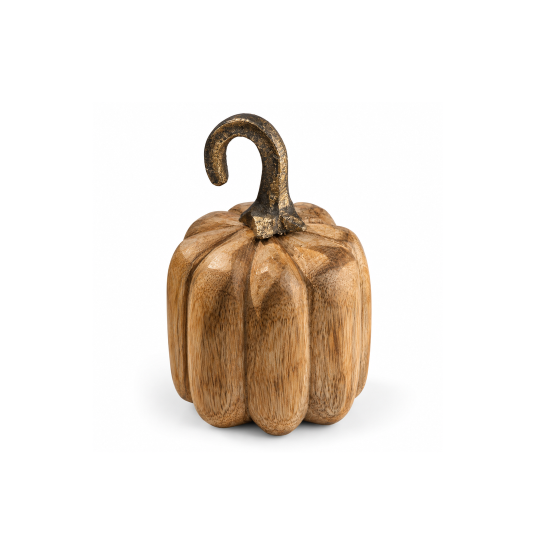 Curled Stem Wooden Pumpkin