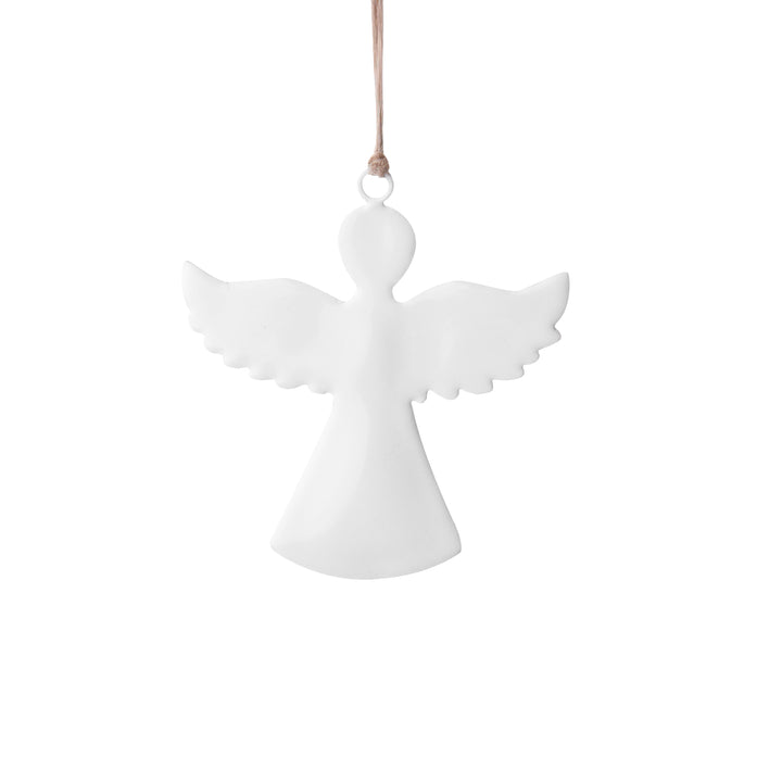 White Gloss Enamel Angel Ornament