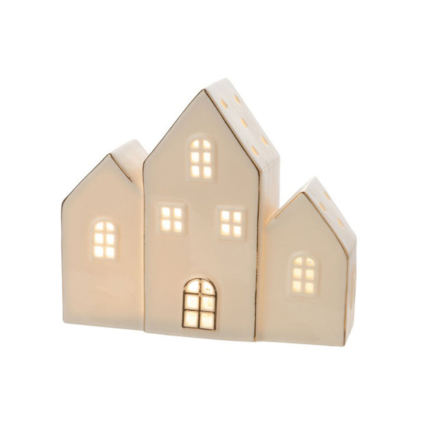 LED White & Gold Ceramic Trio House