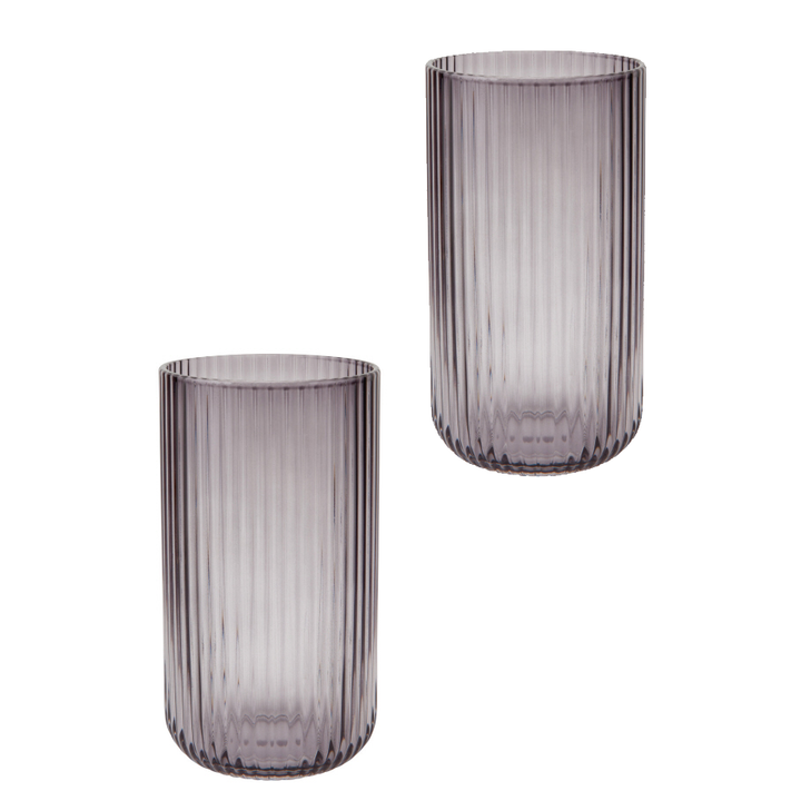 Smoke Tall Fluted Glass Tumbler Set of 2