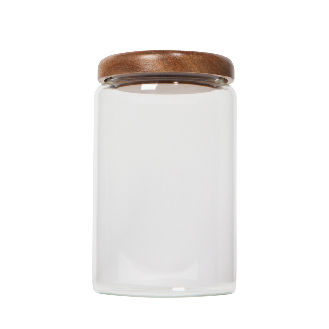 Acacia Wood Glass Canister