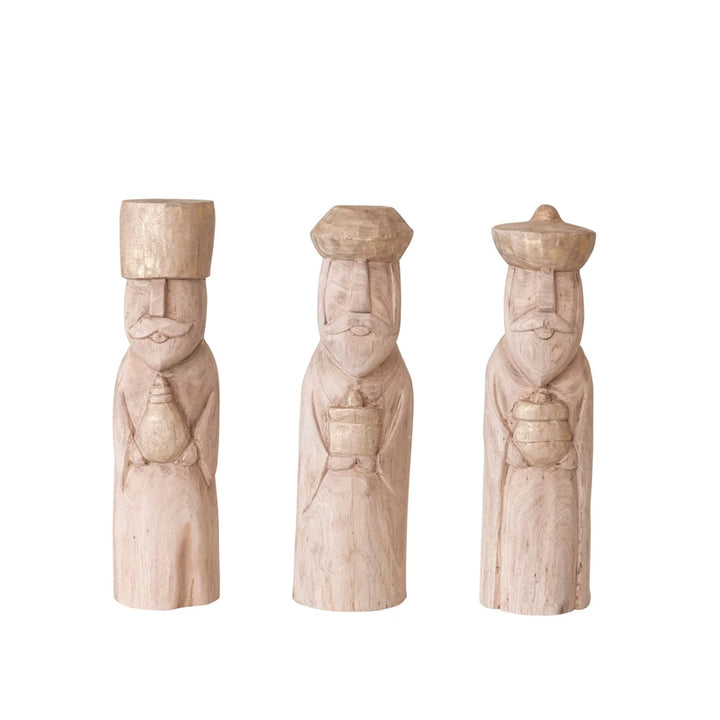 Hand-Carved Mango Wood Wise Men Set