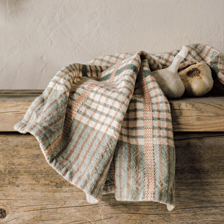 Sage Green Classic Grid Cotton Kitchen Towel