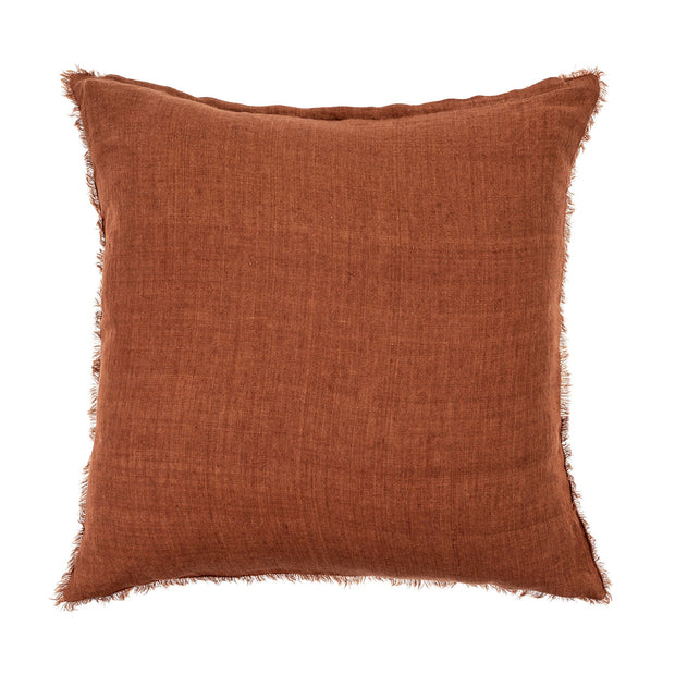 Burnt Umber Frayed Linen Pillow