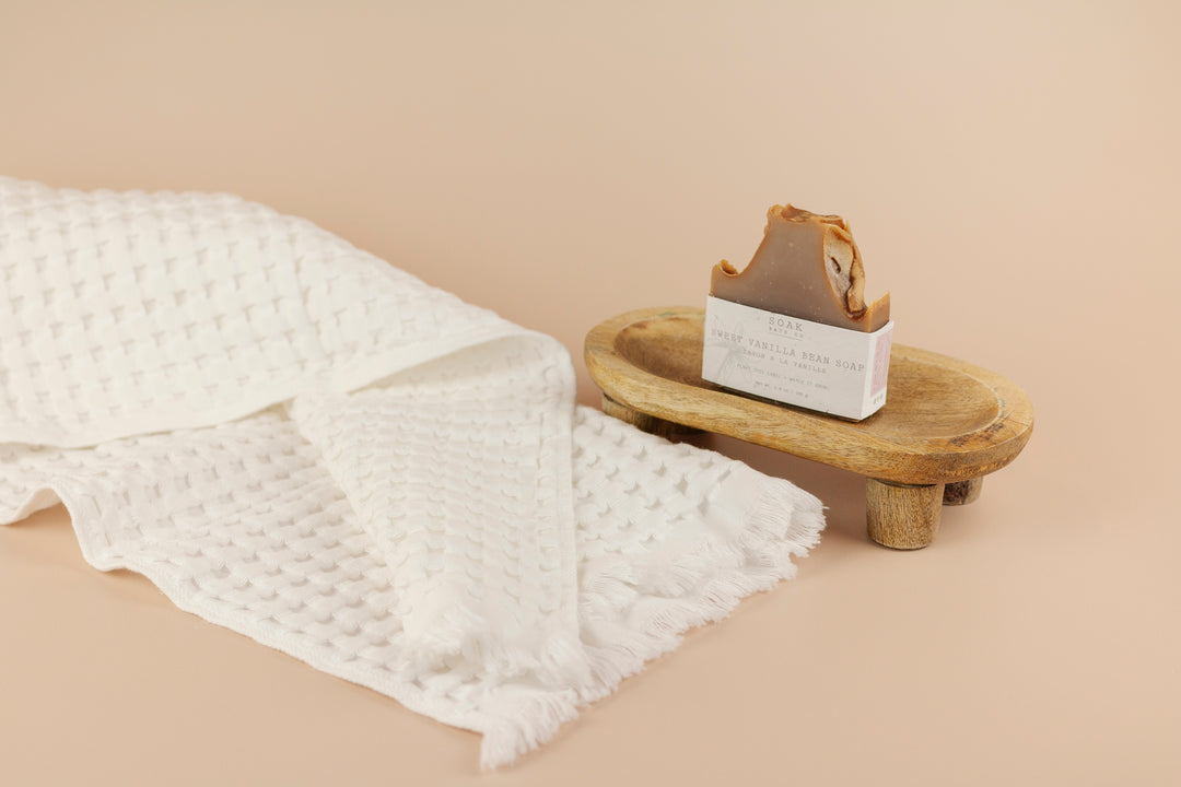 White Organic Cotton Waffle Hand Towel