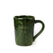 Green Snowflake Stoneware Mug