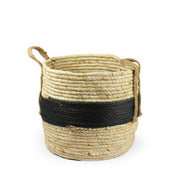Natural Handled Basket with Black Stripe