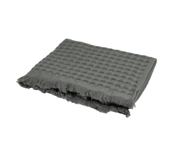 Charcoal Organic Cotton Waffle Hand Towel