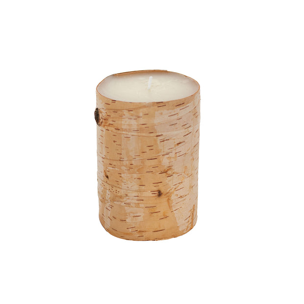 Birch Wrapped Pillar Candle